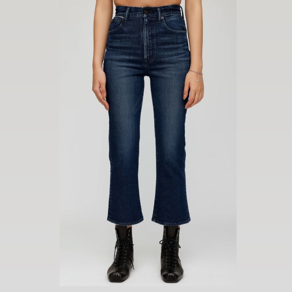 Moussy Vintage Emma Cropped Flare Jeans - Dark Blue